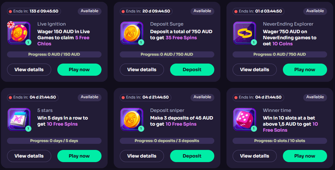 WinSpirit Casino quests