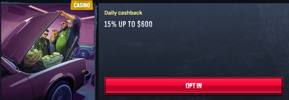 Mafia Casino Daily Cashback Bonus