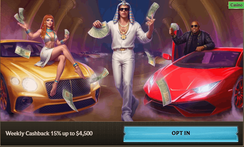 Realz Casino daily cashback bonus