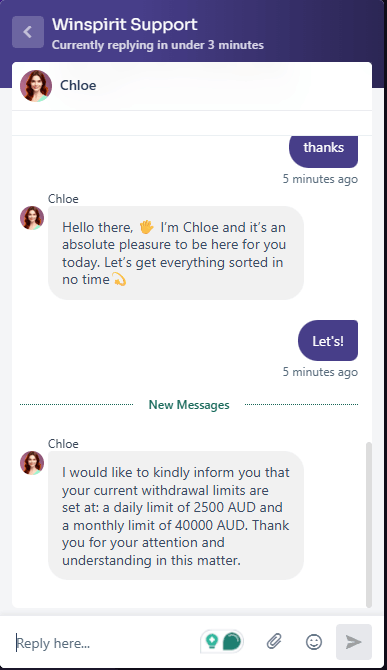 WinSpirit casino customer support