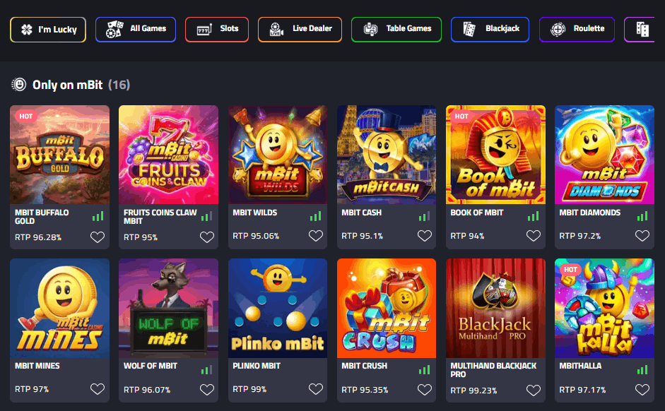 mBit Casino original games