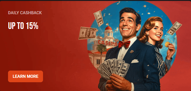 HollyWin casino daily cashback bonus