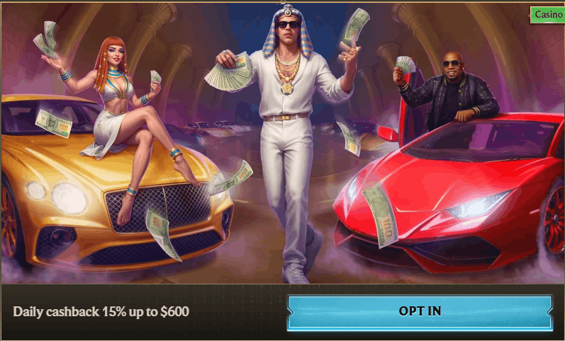 Realz Casino weekly cashback bonus