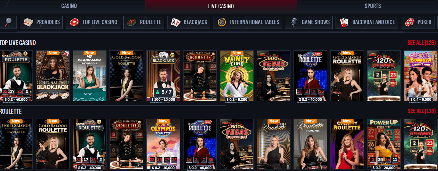 Mafia Casino live dealers