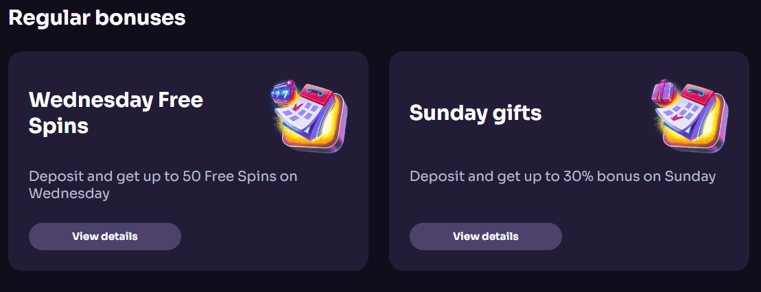 WinSpirit casino regular bonuses