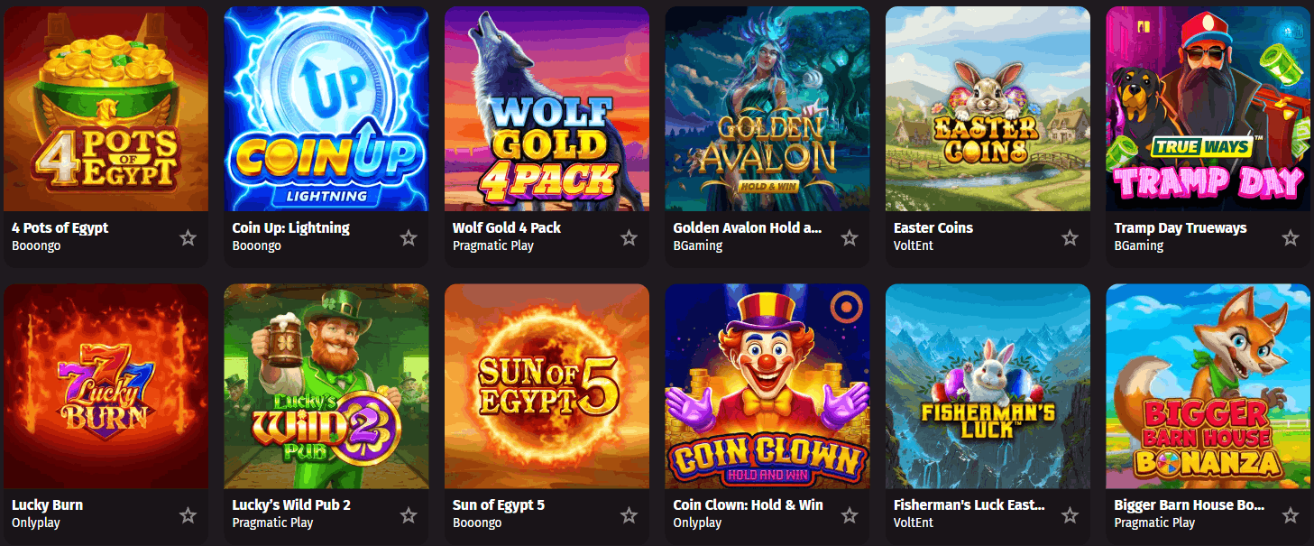 WantedWin Casino jackpot games