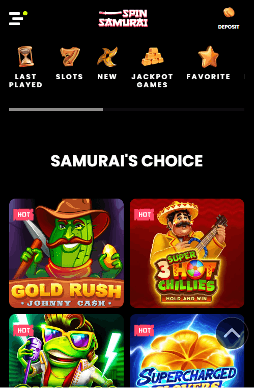 Spin Samurai Casino mobile play