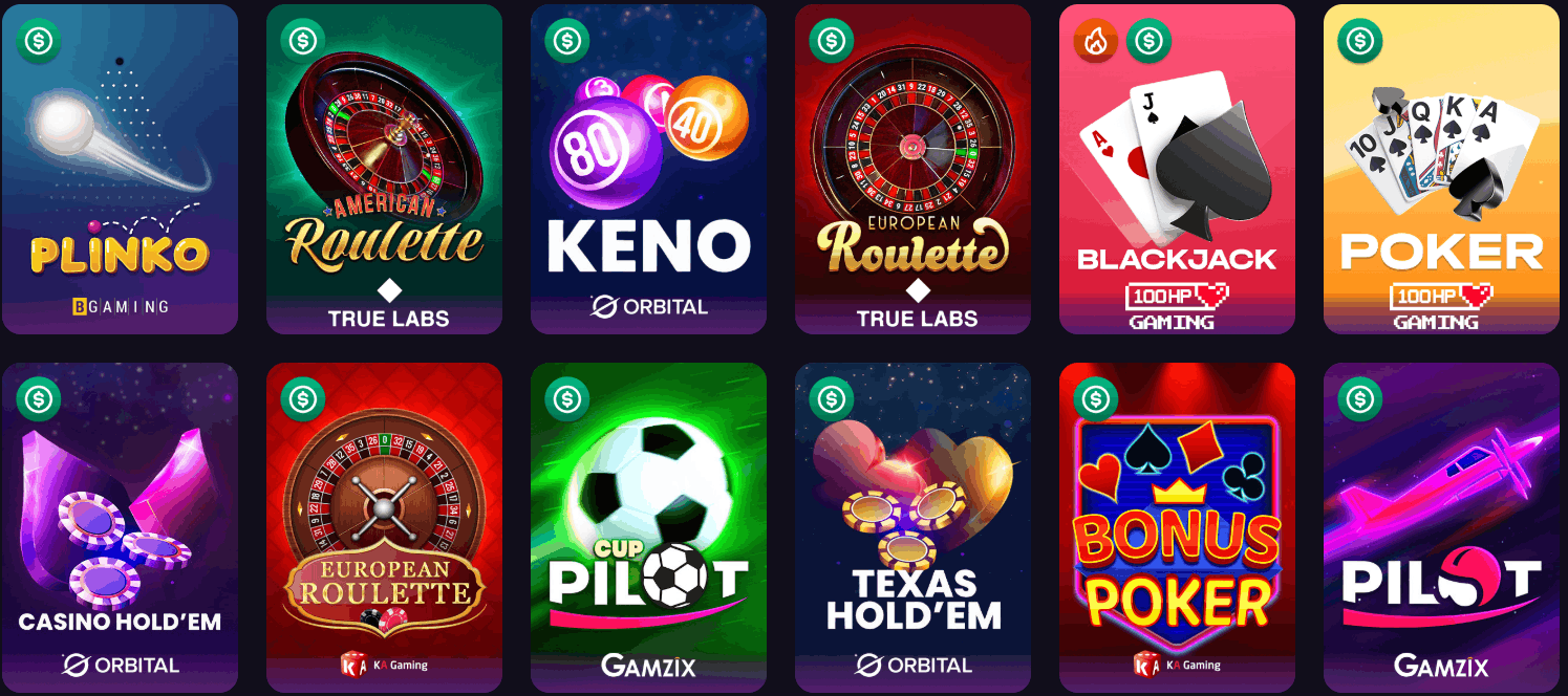 WinSpirit casino table games
