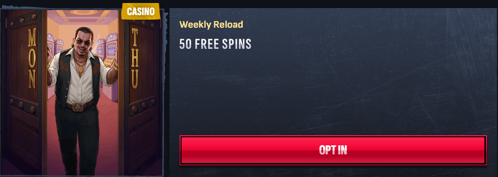 Mafia Casino Weekly Reload Bonus