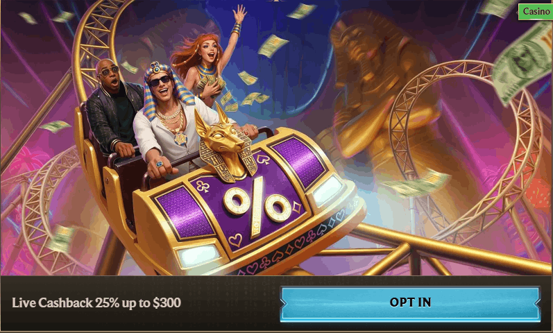 Realz Casino live cashback bonus