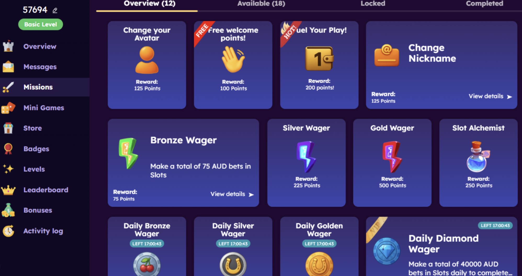 Spinando Casino Missions feature