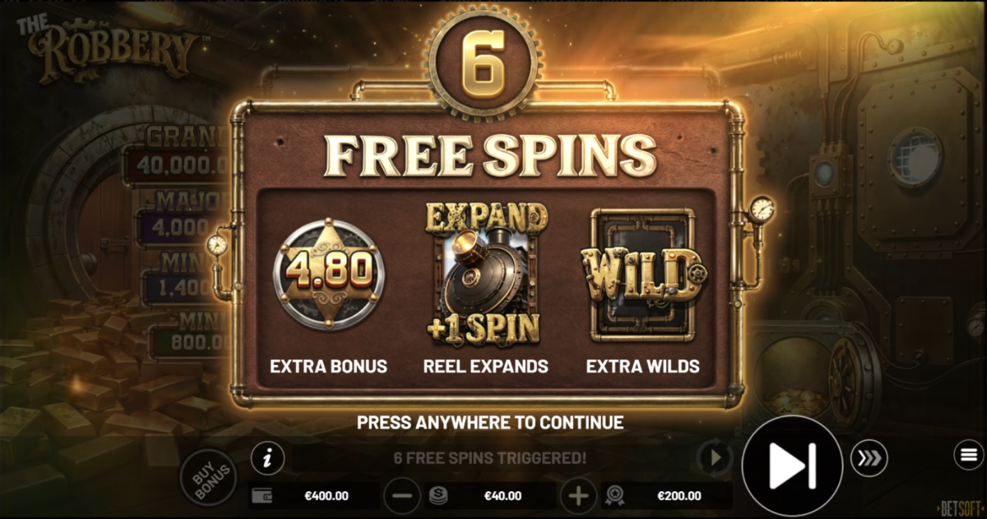 The Robbery pokie free spins win