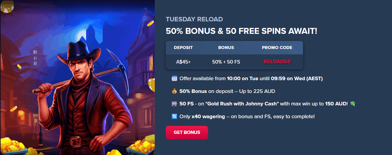 TripsCasino Tuesday reload bonus