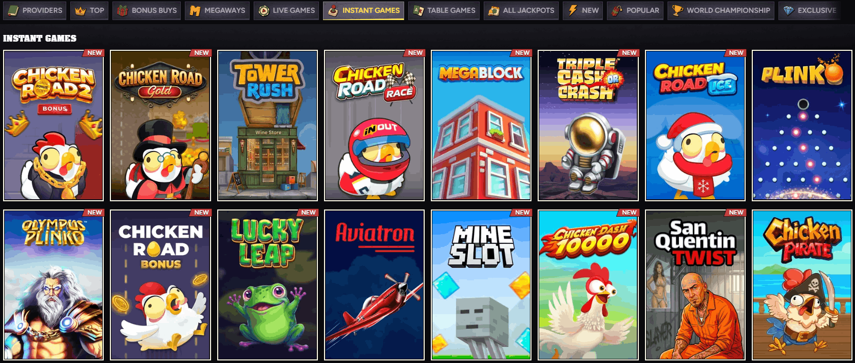 Wintino Casino instant win games