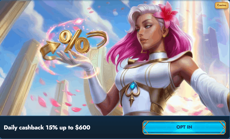 Casea Casino daily cashback bonus