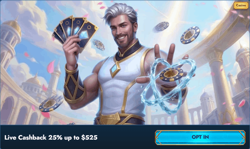 Casea Casino live cashback bonus