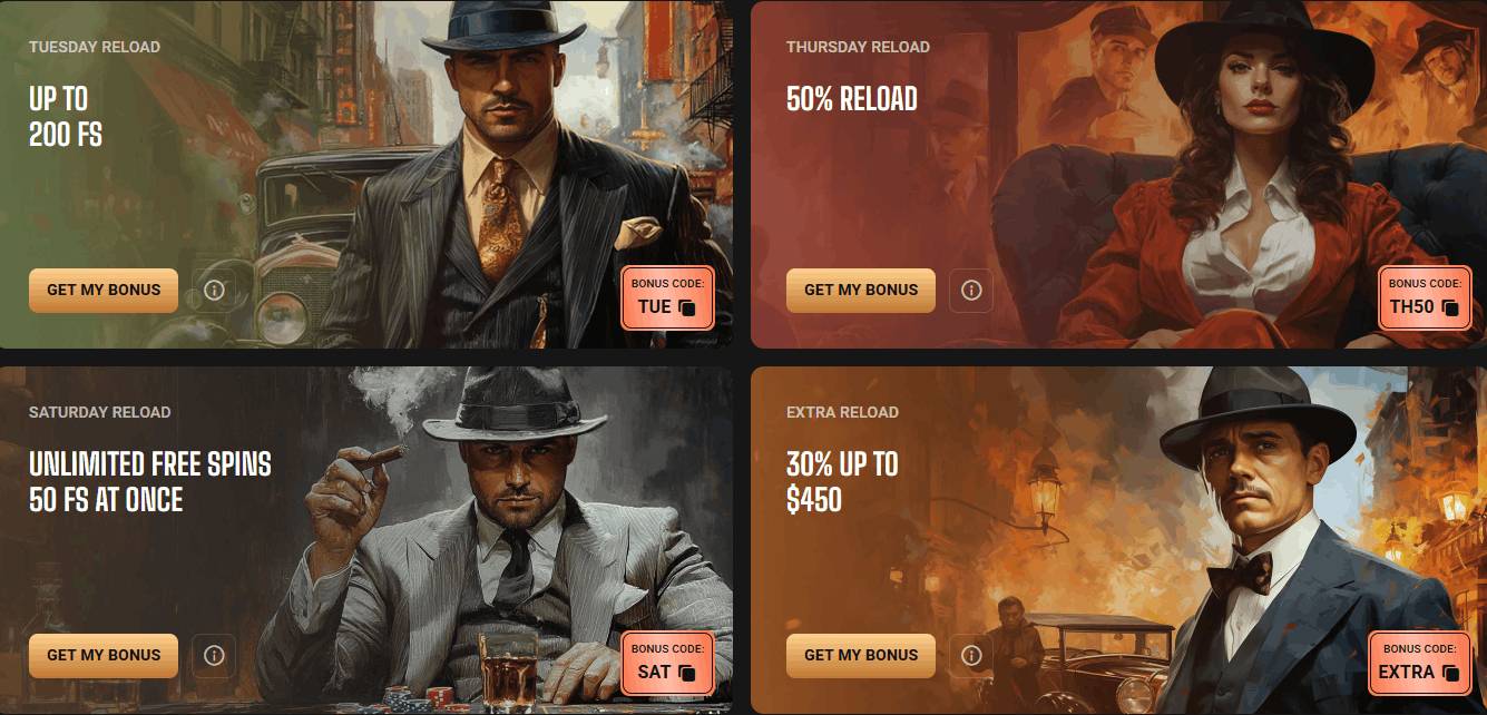 SlotMafia casino weekly reload bonuses