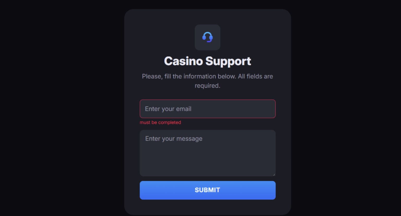 SkyCrown casino support contact form