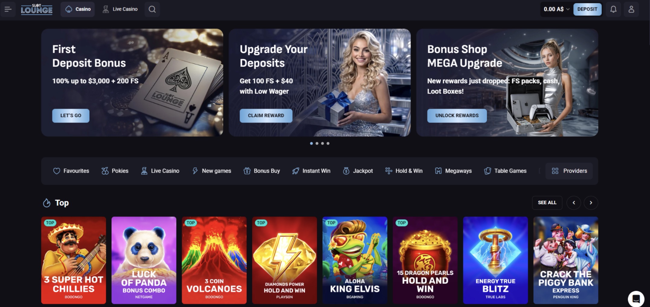 SlotLounge homepage