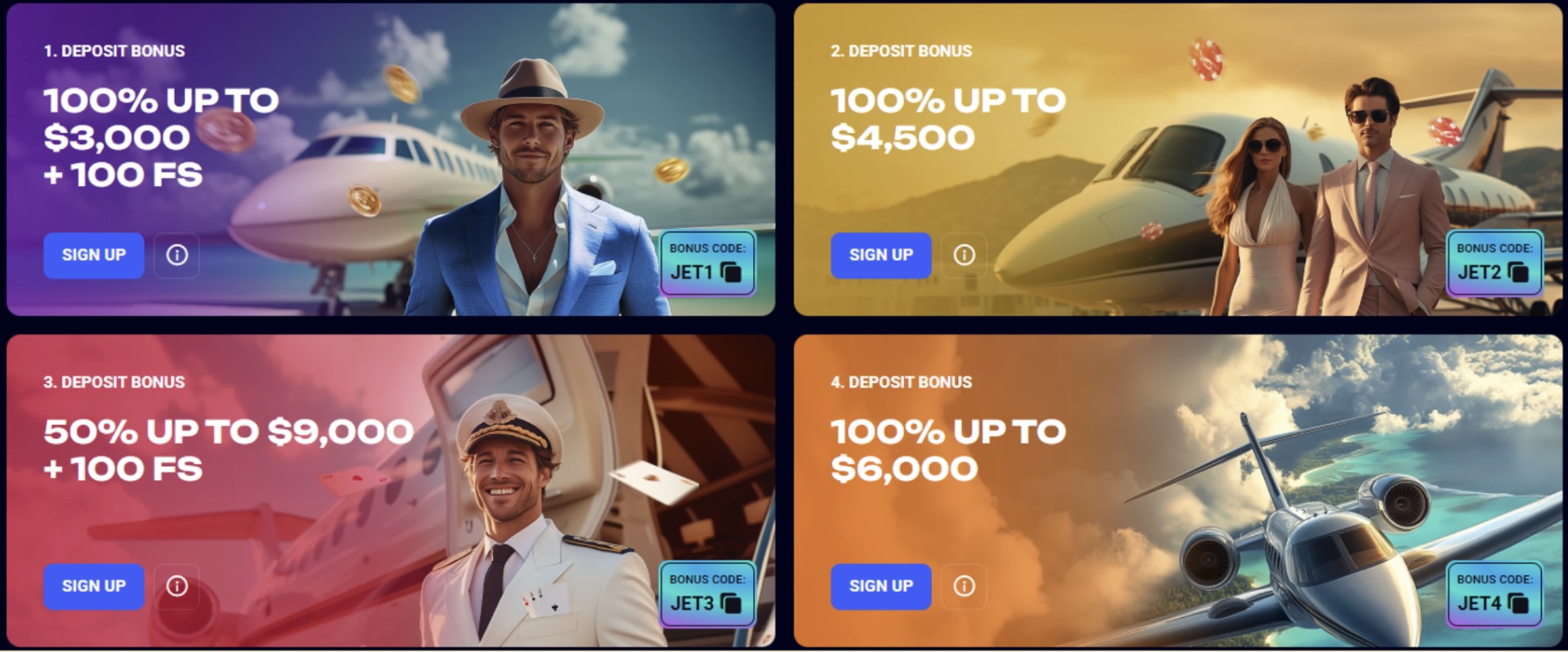 Jet4Bet casino welcome package
