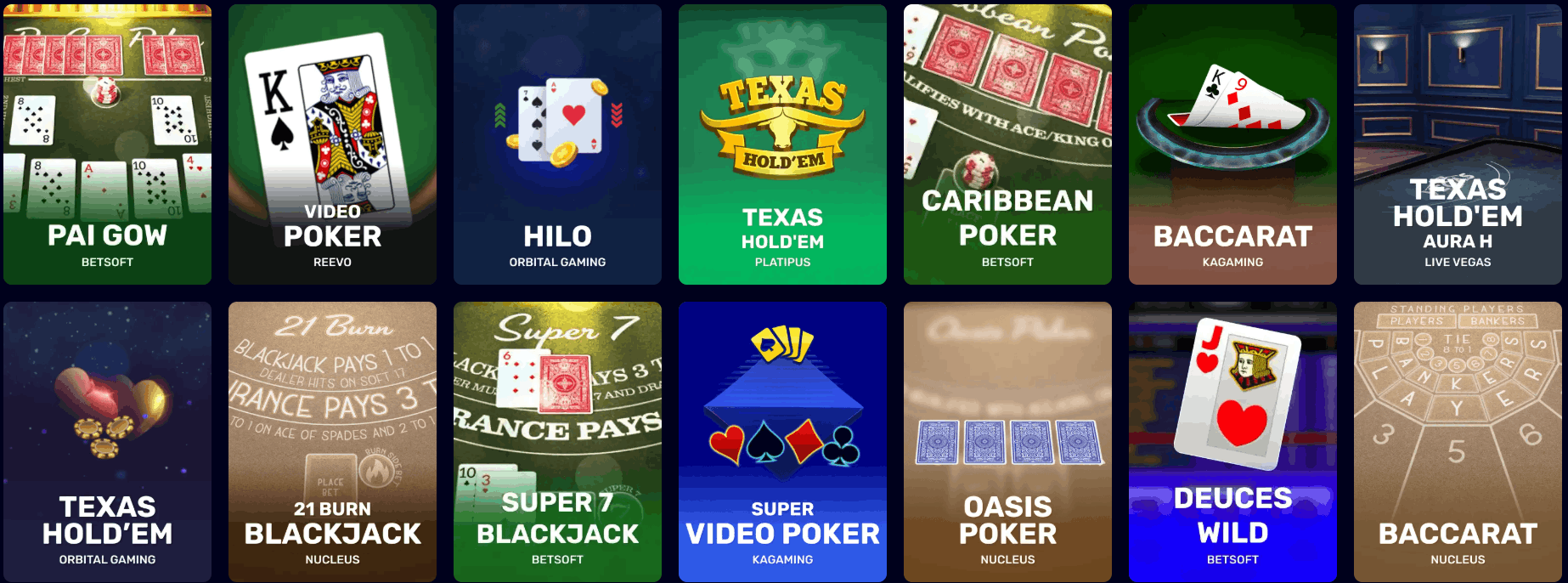Jet4Bet casino table games