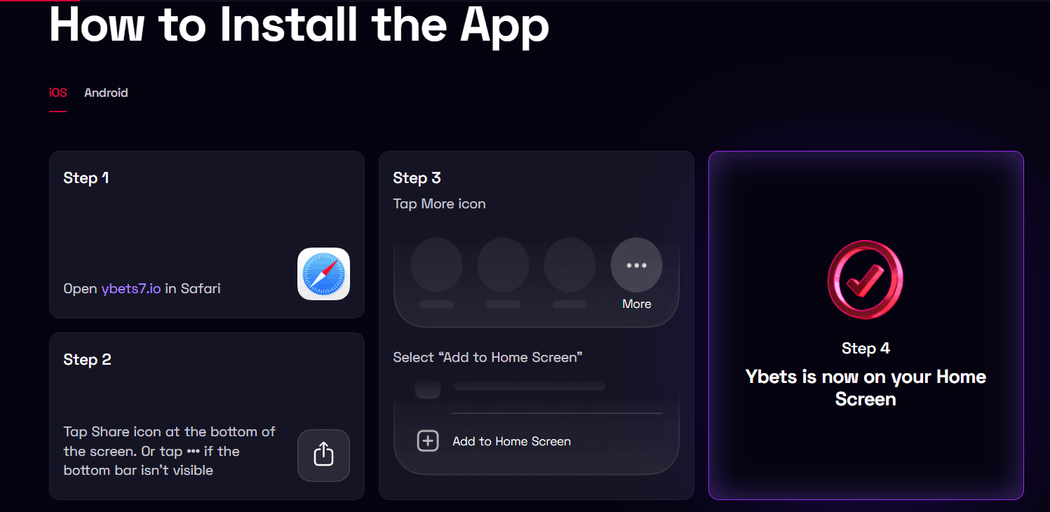 Ybets Casino mobile app