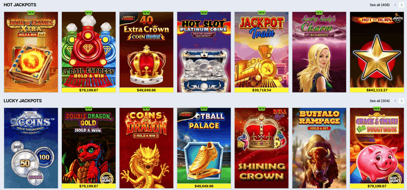 Zoccer Casino jackpots