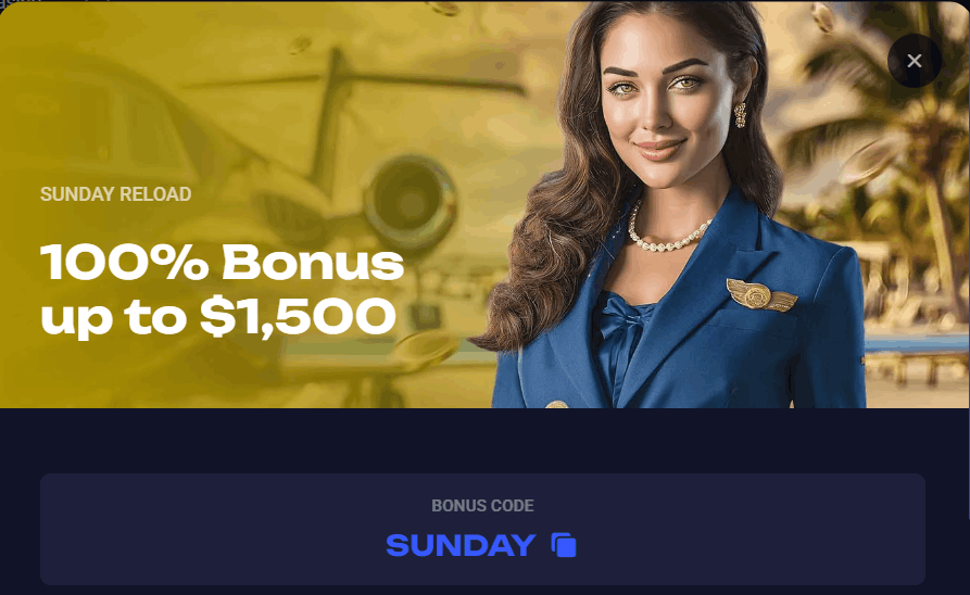 Jet4Bet casino Sunday reload bonus