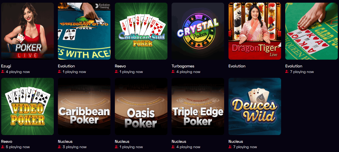 Ybets Casino table games