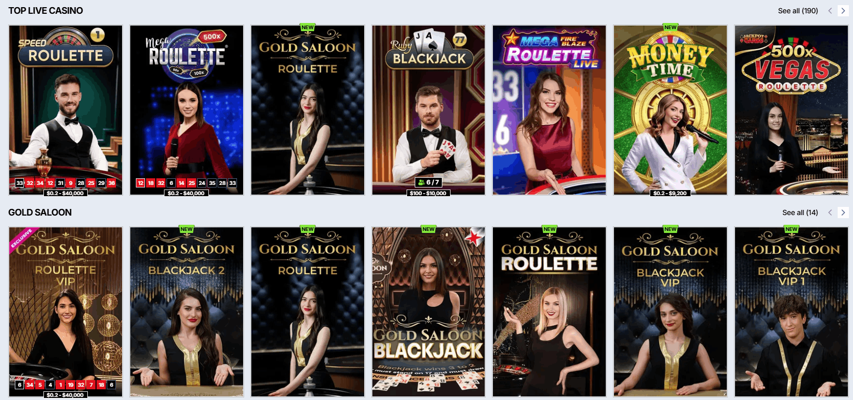 Zoccer Casino live dealers
