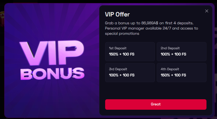Ybets Casino VIP welcome bonus