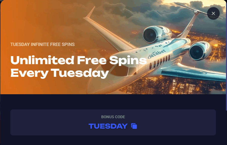 Jet4Bet casino Tuesday free spins bonus