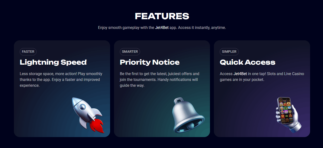 Jet4Bet casino mobile app