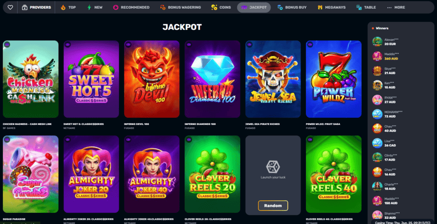 Rocketplay Casino jackpot games