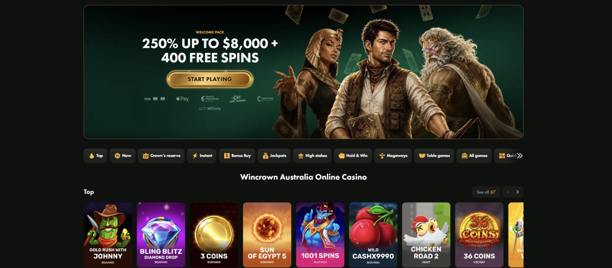 Wincrown Casino best games to play with a welcome bonus package