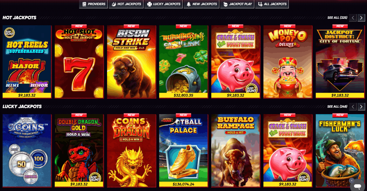 QuickWin Casino jackpot games