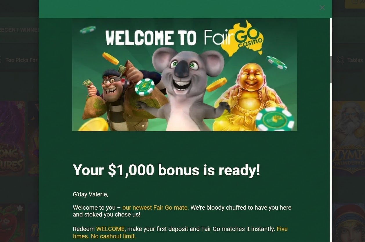 FiarGo casino welcome bonus