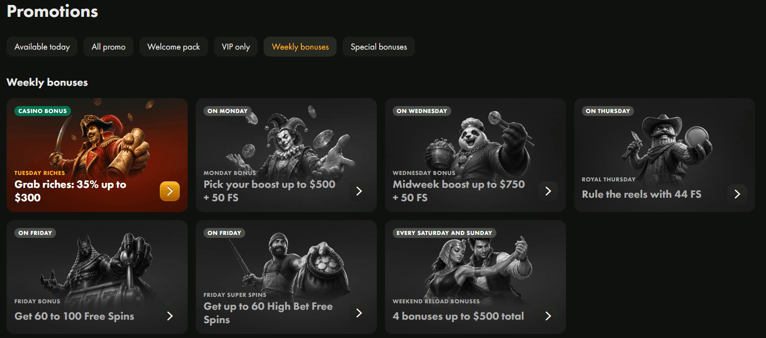 Wincrown weekly bonuses