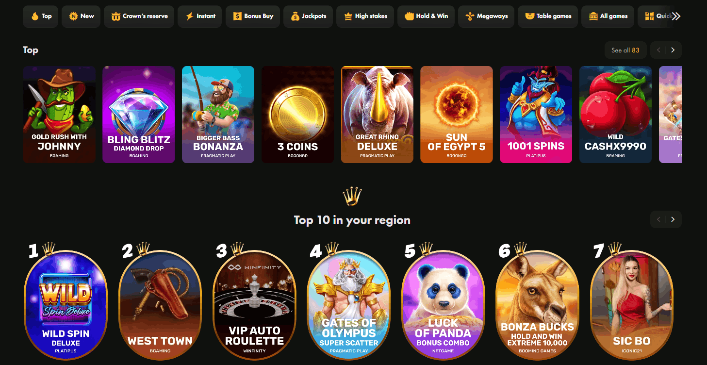 Wincrown real money games