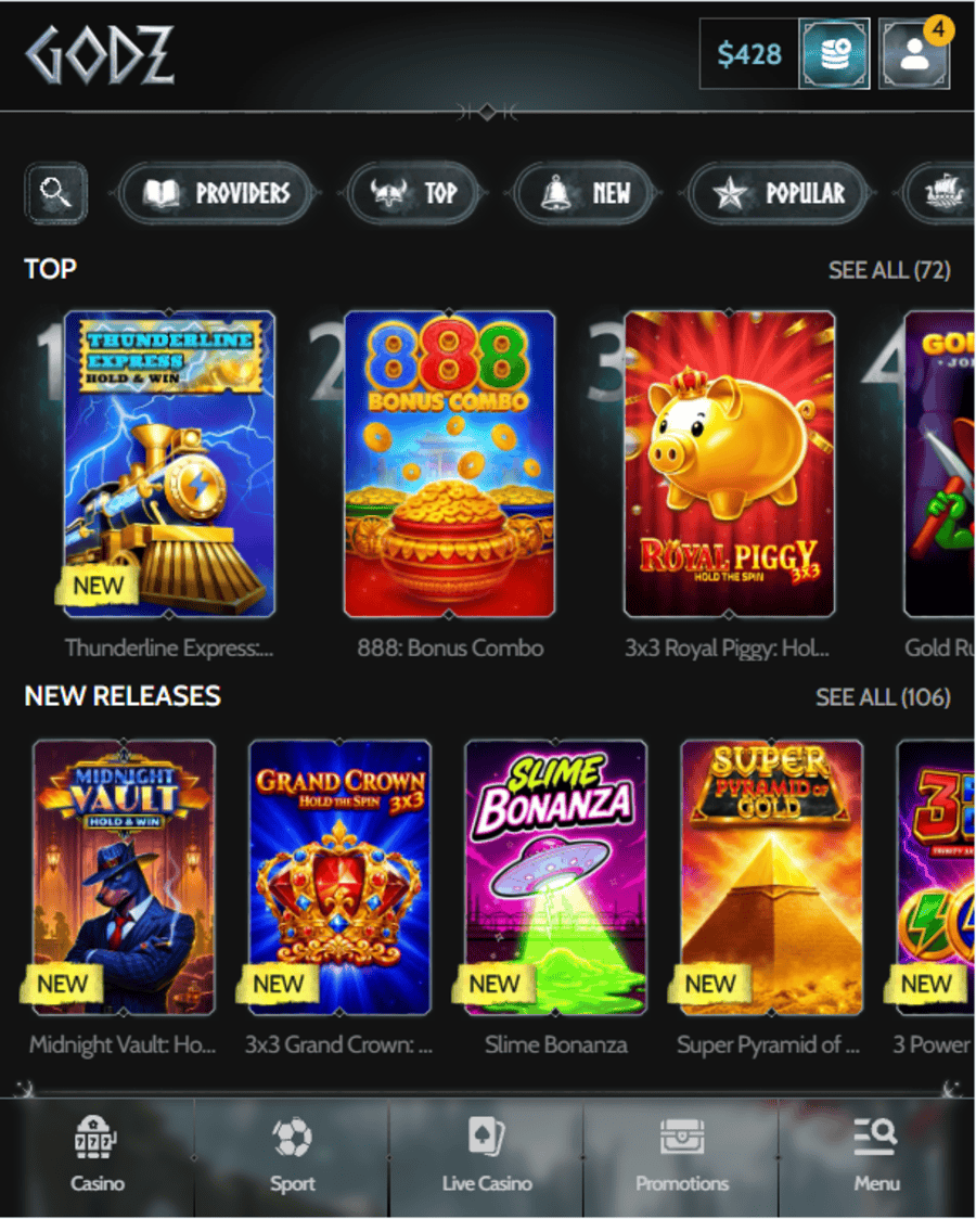 Godz Casino mobile play
