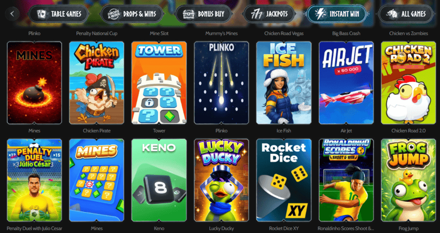 Godz Casino instant win games