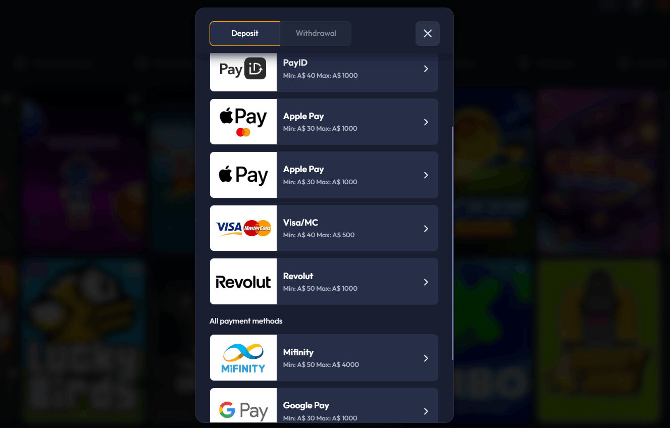 SpinsHub Casino payment methods