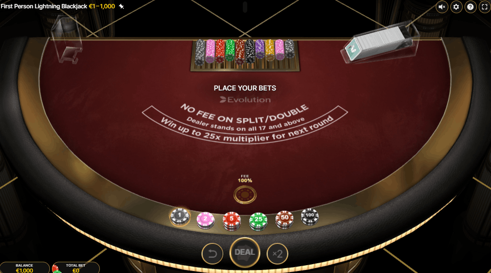 First Person Lightning Blackjack live dealer game by Evolution Gaming