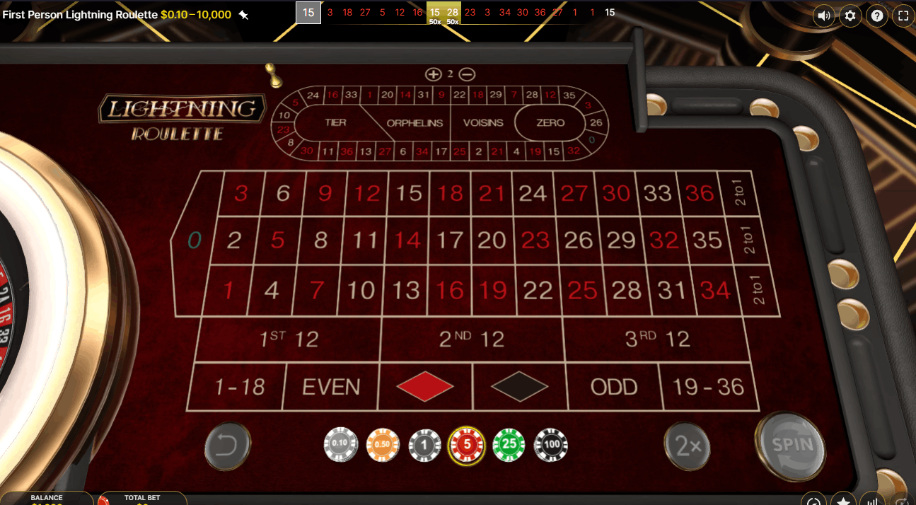 First Person Lightning Roulette live dealer game by Evolution Gaming