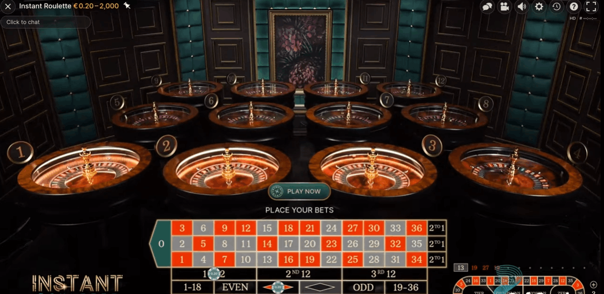 Instant Roulette live game by Evolution Gaming