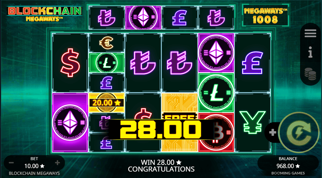 Online pokie Blockchain Megaways by Booming Games